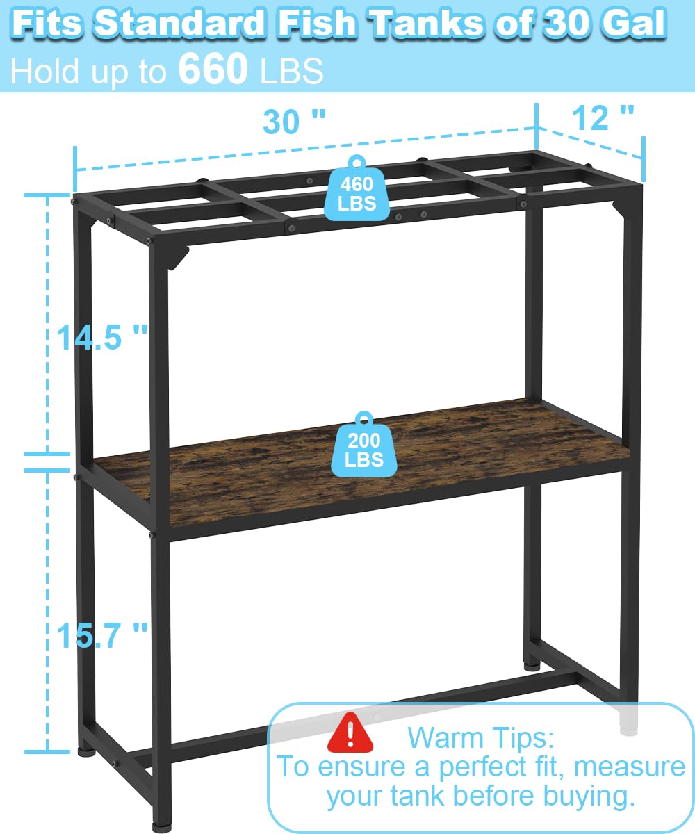 Mondazie — Mueble Soporte para Acuario de 2 Niveles con Estante para Accesorios, Resistente y Robusto para Peceras