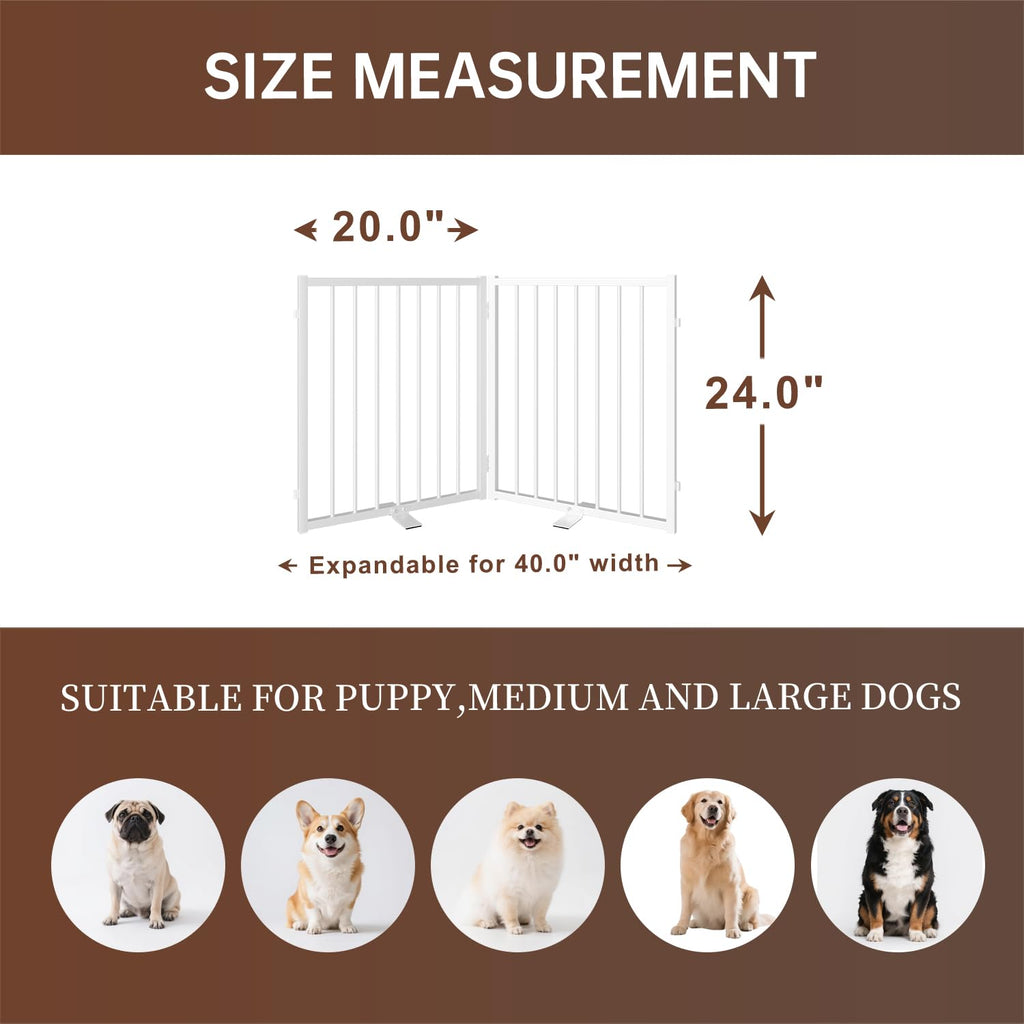 Corralito y Reja Divisoria de Metal para Perros — Puerta Abatible, Plegable y Autoportante para Interiores