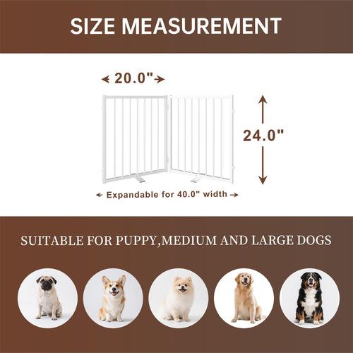 Corralito y Reja Divisoria de Metal para Perros — Puerta Abatible, Plegable y Autoportante para Interiores