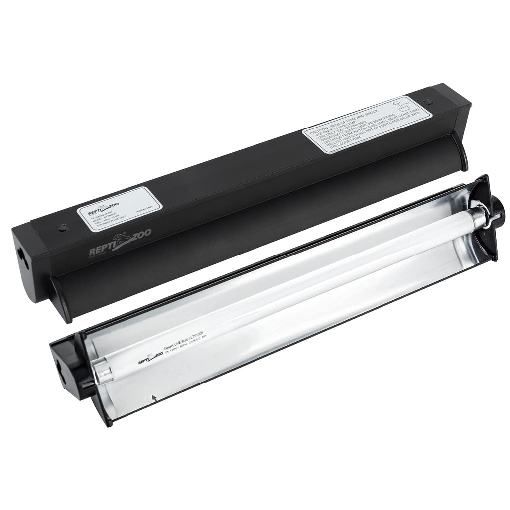 REPTI ZOO — Kit de Iluminación UVB T5 HO para Reptiles con Reflector Curvo y Lámpara 5.0 UVB