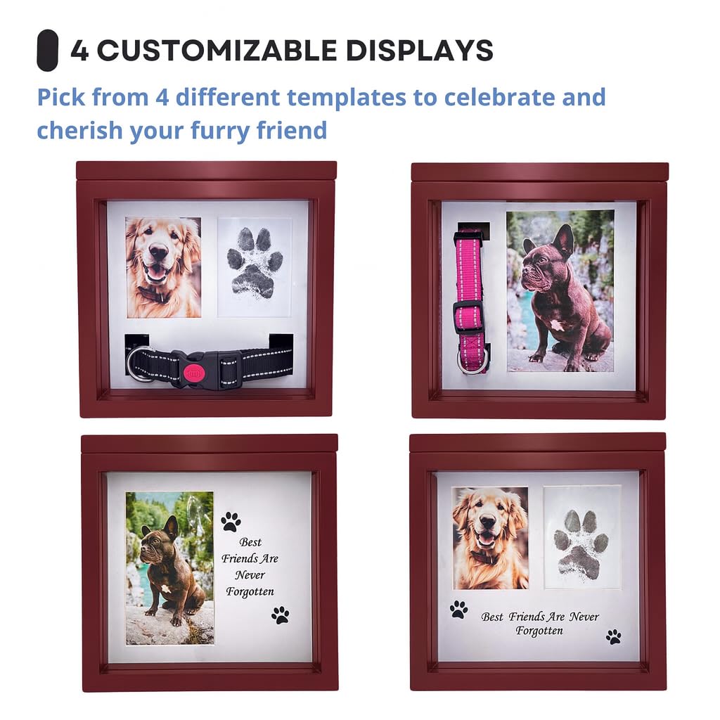 OtterPets — Urna Memorial para Cenizas de Mascotas con 4 Tipos de Exhibición, Kit de Huella y Bolsa de Franela para Perros y Gatos