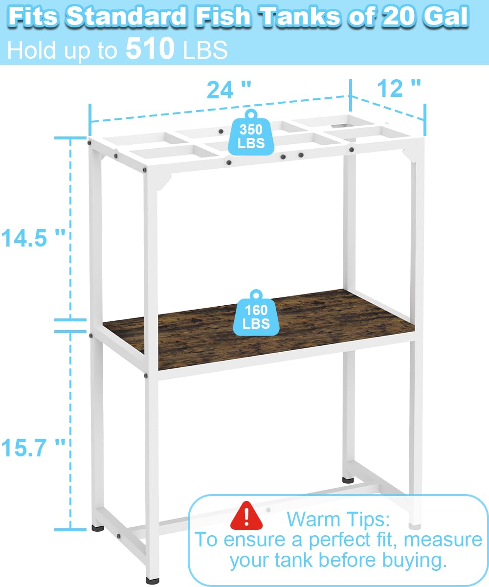 Mondazie — Mueble Soporte para Acuario de 2 Niveles con Estante para Accesorios, Resistente y Robusto para Peceras