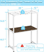 Mondazie — Mueble Soporte para Acuario de 2 Niveles con Estante para Accesorios, Resistente y Robusto para Peceras