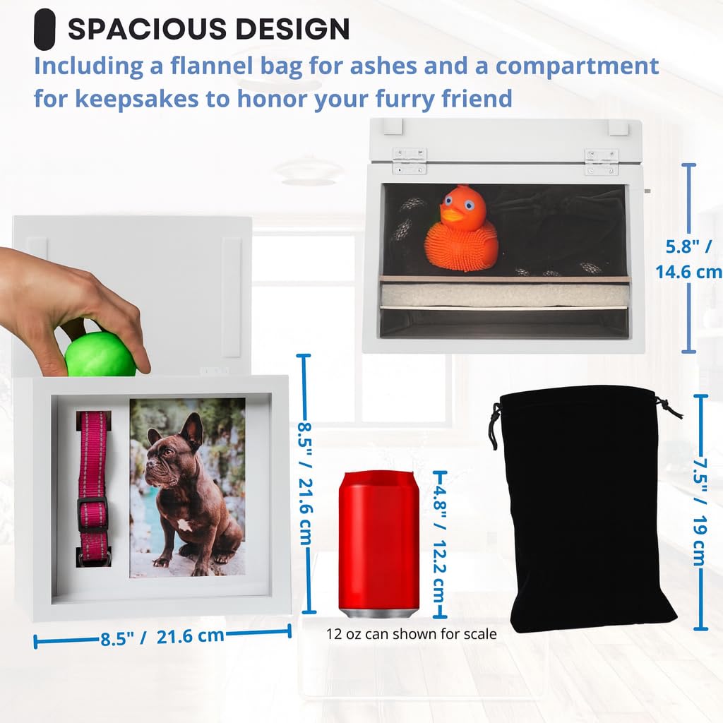 OtterPets — Urna Memorial para Cenizas de Mascotas con 4 Tipos de Exhibición, Kit de Huella y Bolsa de Franela para Perros y Gatos