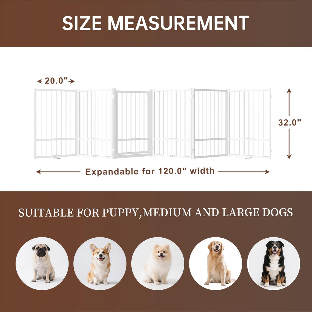 Corralito y Reja Divisoria de Metal para Perros — Puerta Abatible, Plegable y Autoportante para Interiores