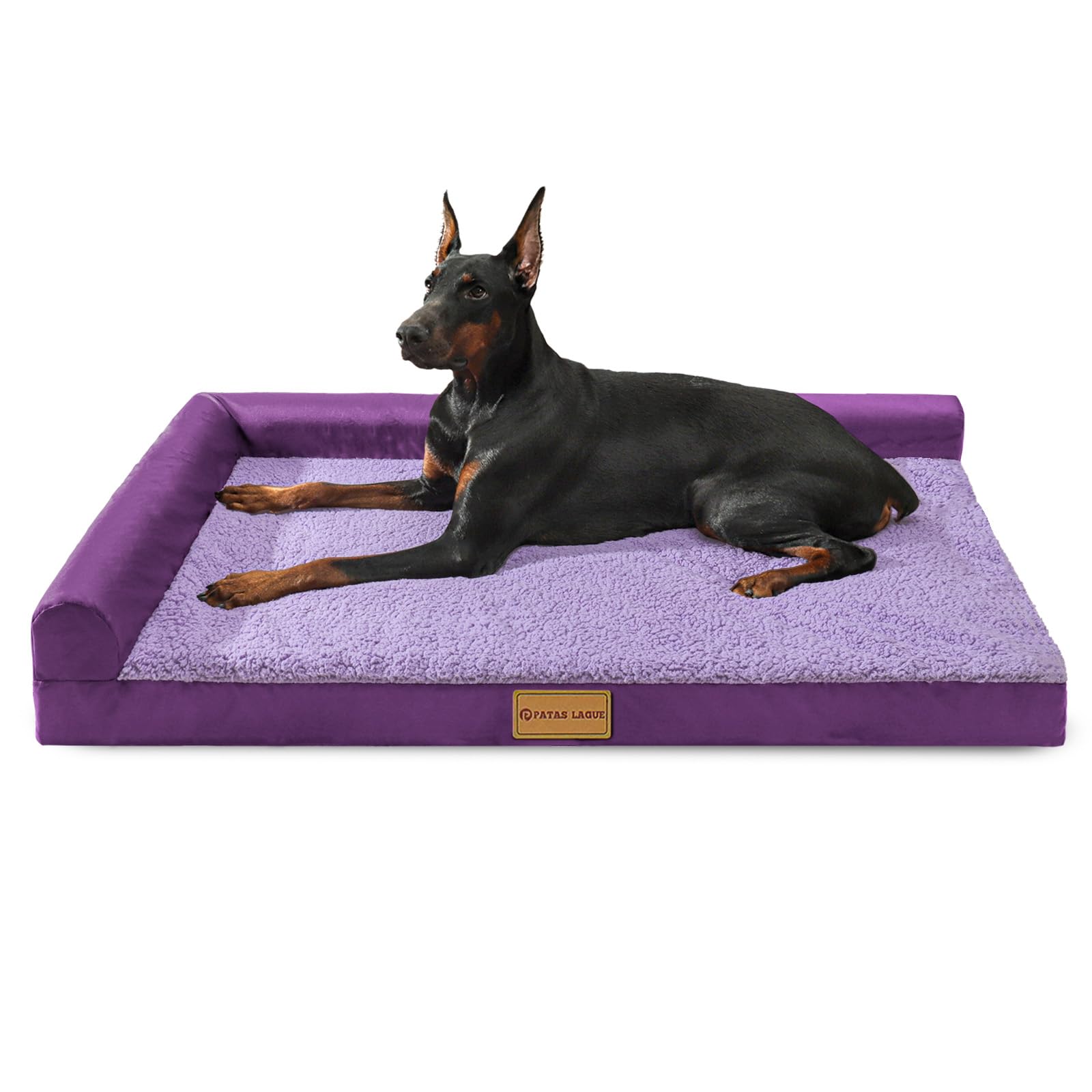 Patas Lague — Cama Ortopédica con Bolster en L y Cubierta Lavable Impermeable para Perro
