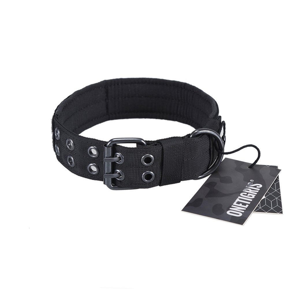 OneTigris Tactical — Collar Militar Ajustable con Argolla D y Hebilla de Metal para Perro
