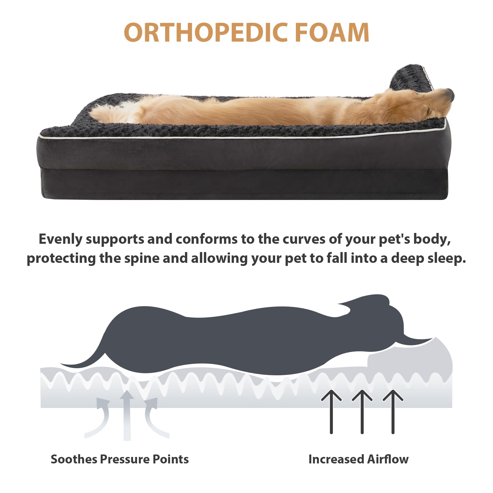 BFPETHOME — Cama Ortopédica Impermeable Estilo Sofá con Cubierta Lavable y Base Antiderrapante para Perros