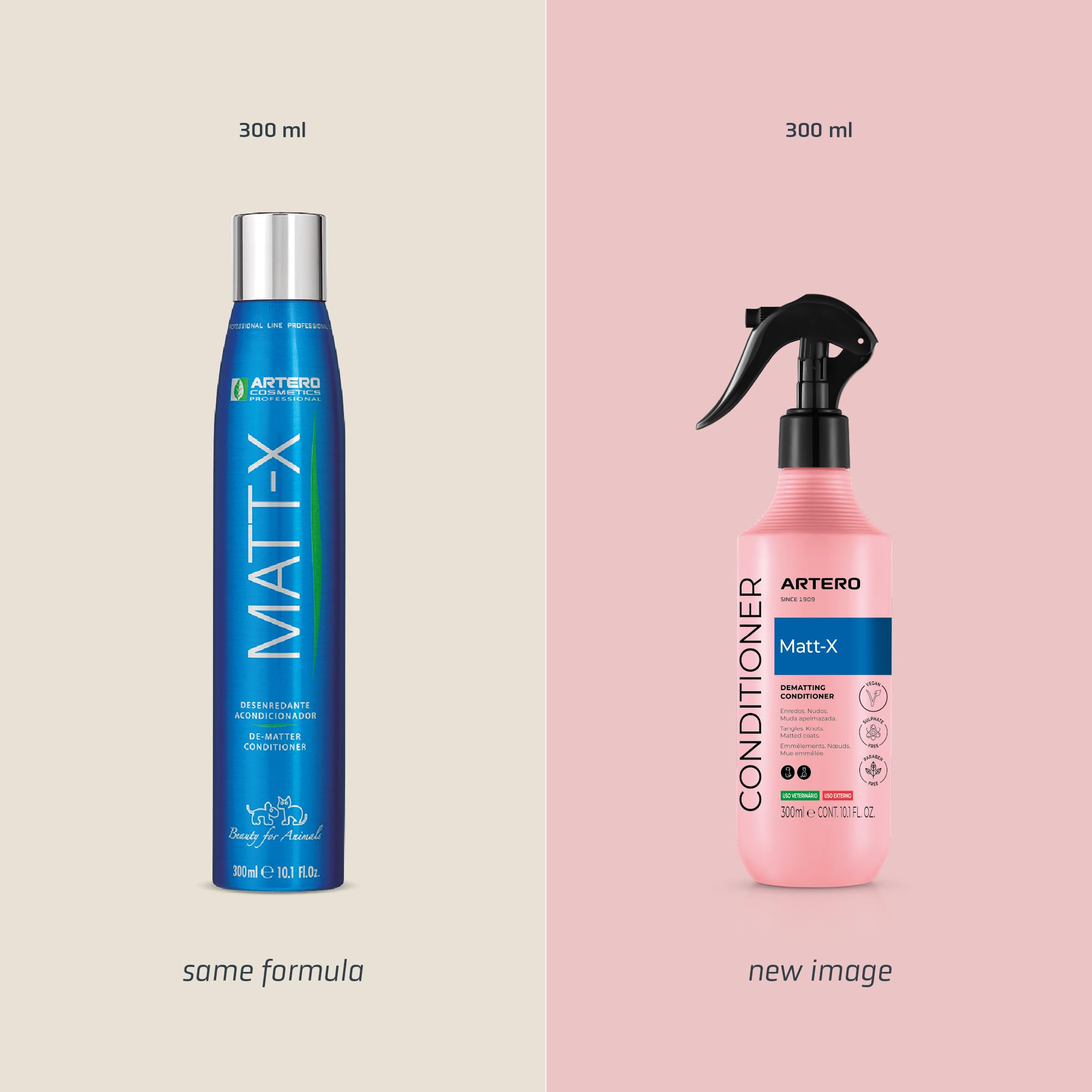 Artero Matt-X — Spray Desmatador y Acondicionador Profesional para Perros y Gatos, Desenredante de Acción Rápida, Pelaje Suave y Brillante, 300 ml