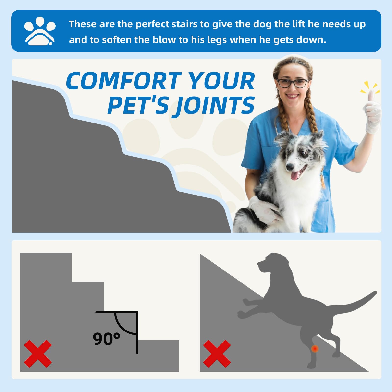 Nordjager — Escaleras para Perros Pequeños — Acceso Seguro a Muebles y Camas para Mascotas