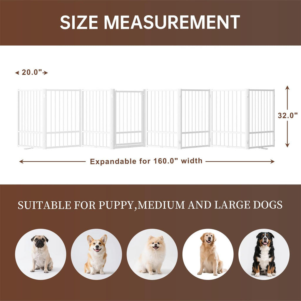 Corralito y Reja Divisoria de Metal para Perros — Puerta Abatible, Plegable y Autoportante para Interiores