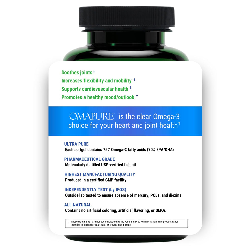 OMAPURE Aceite de Pescado Omega-3 Grado Farmacéutico — Suplemento Nutricional Certificado IFOS 5 Estrellas para Perros y Gatos