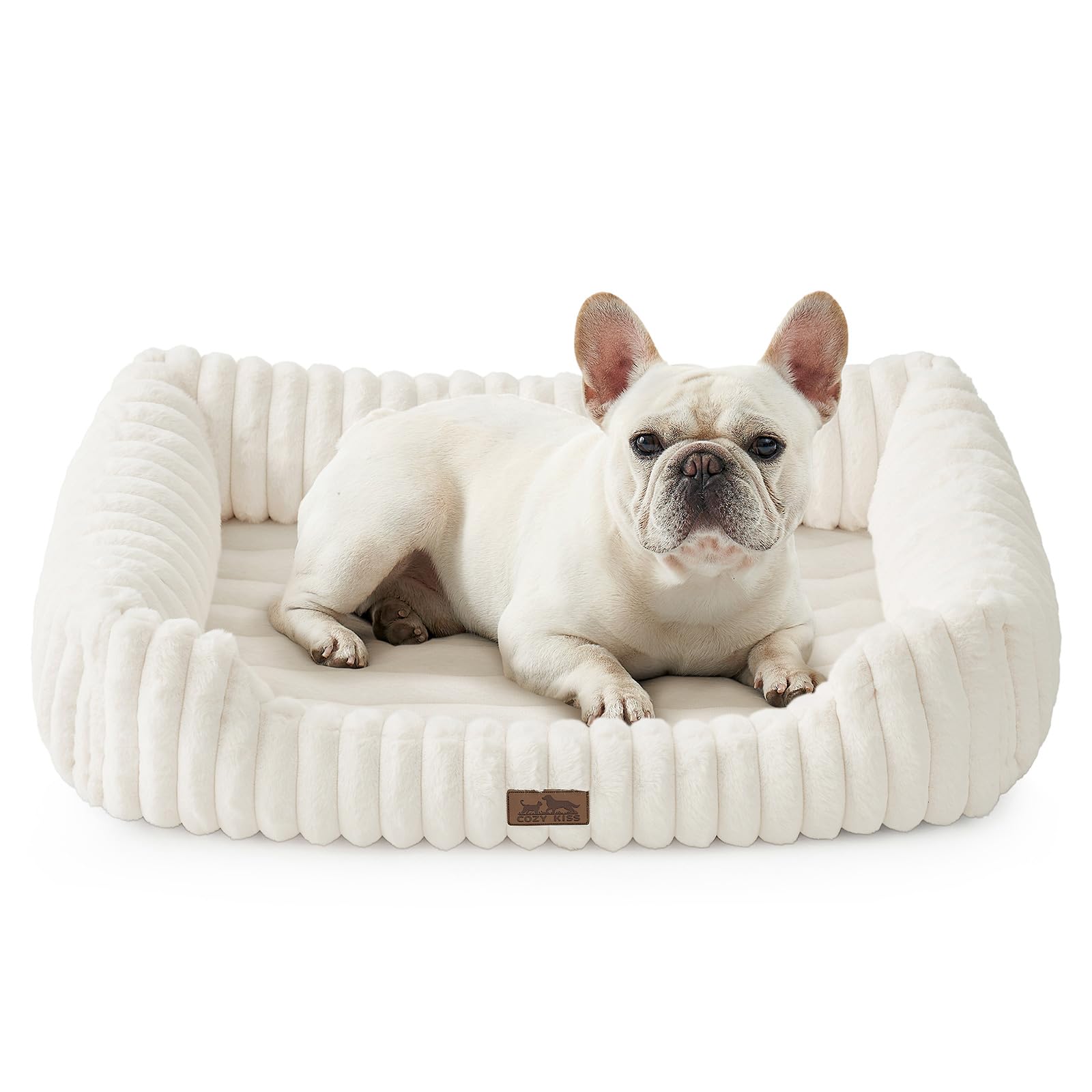 Cama Ortopédica Rectangular Lavable con Lados Elevados y Base Antideslizante — Cama Calmante para Perros y Gatos de Interior