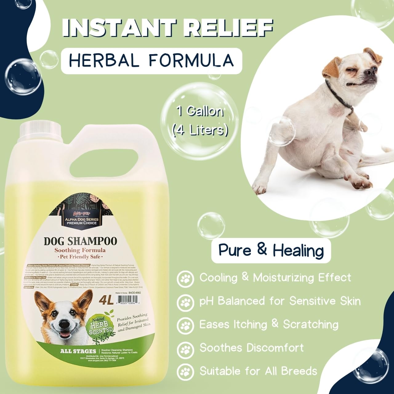 Alpha Dog Series — Shampoo y Acondicionador 2 en 1 con Aloe Vera para Perro, Fórmula Natural, pH Balanceado y Sin Lágrimas