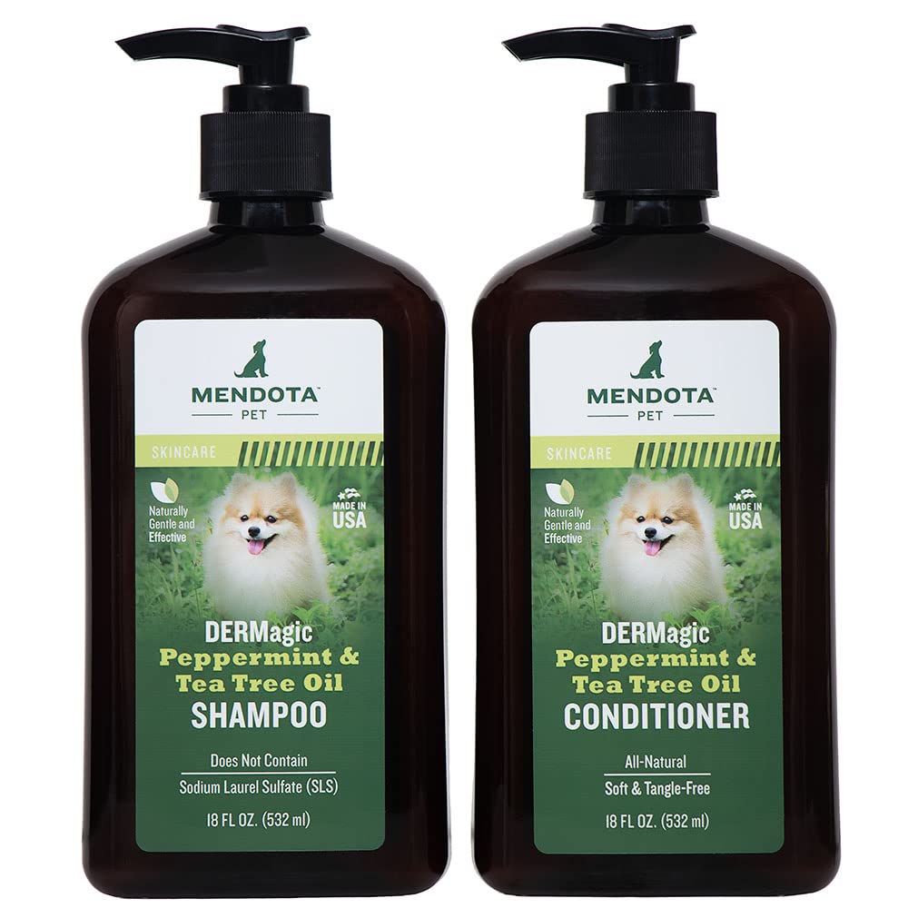 DERMagic Shampoo y Acondicionador de Menta y Árbol de Té — Fórmula Calmante y Reconstituyente para Perros 18 fl. oz.