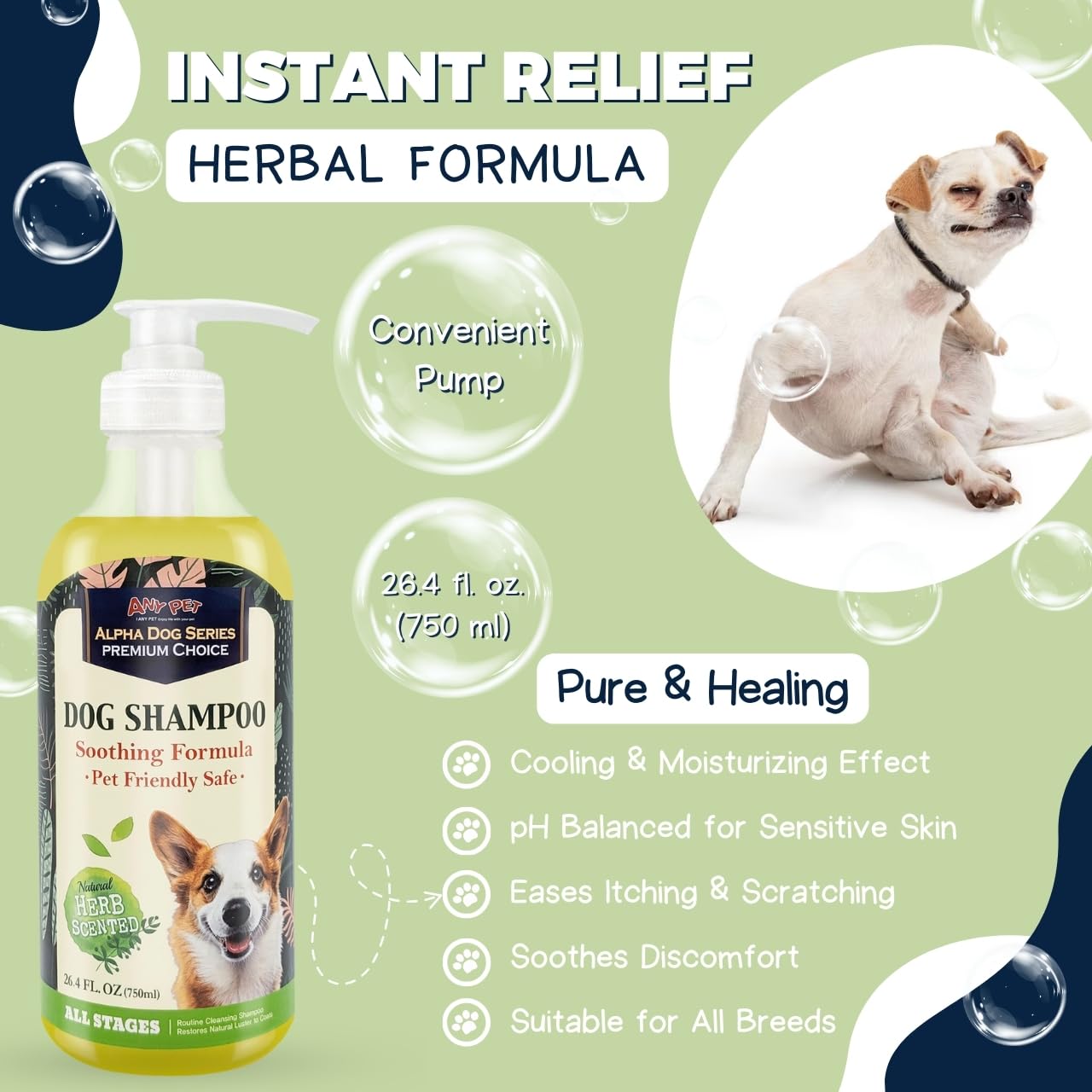 Alpha Dog Series — Shampoo y Acondicionador 2 en 1 con Aloe Vera para Perro, Fórmula Natural, pH Balanceado y Sin Lágrimas