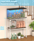 Mondazie — Mueble Soporte para Acuario de 2 Niveles con Estante para Accesorios, Resistente y Robusto para Peceras