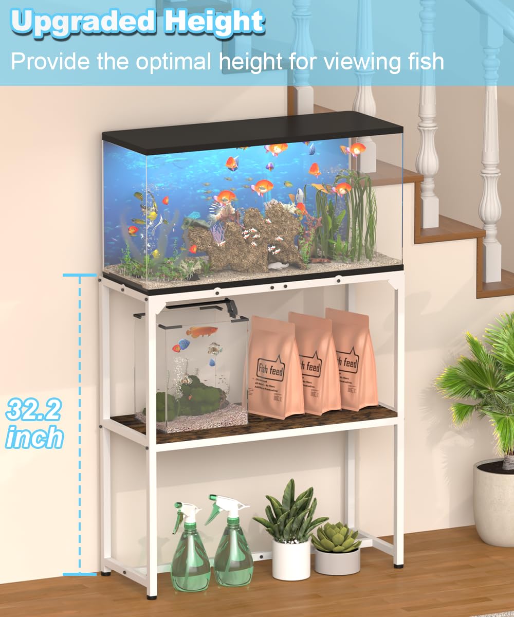 Mondazie — Mueble Soporte para Acuario de 2 Niveles con Estante para Accesorios, Resistente y Robusto para Peceras