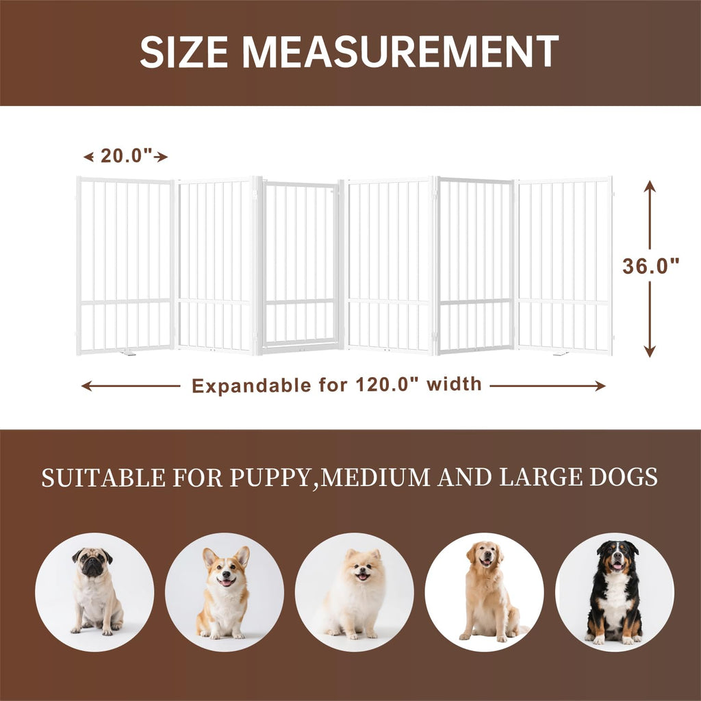 Corralito y Reja Divisoria de Metal para Perros — Puerta Abatible, Plegable y Autoportante para Interiores