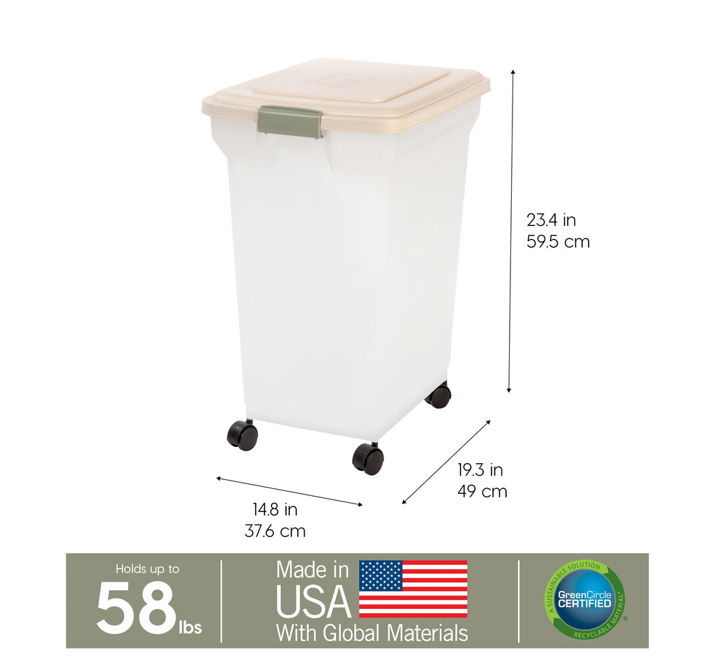 IRIS USA WeatherPro — Contenedor Hermético para Almacenamiento de Alimento con Ruedas para Perros, Gatos y Aves