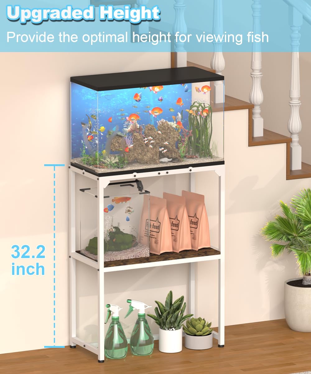 Mondazie — Mueble Soporte para Acuario de 2 Niveles con Estante para Accesorios, Resistente y Robusto para Peceras
