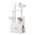 Feandrea Torre Rascador para Gato con Mueble para Arenero Integrado — Centro de Actividades 2 en 1 con Cojines Lavables y Postes de Sisal