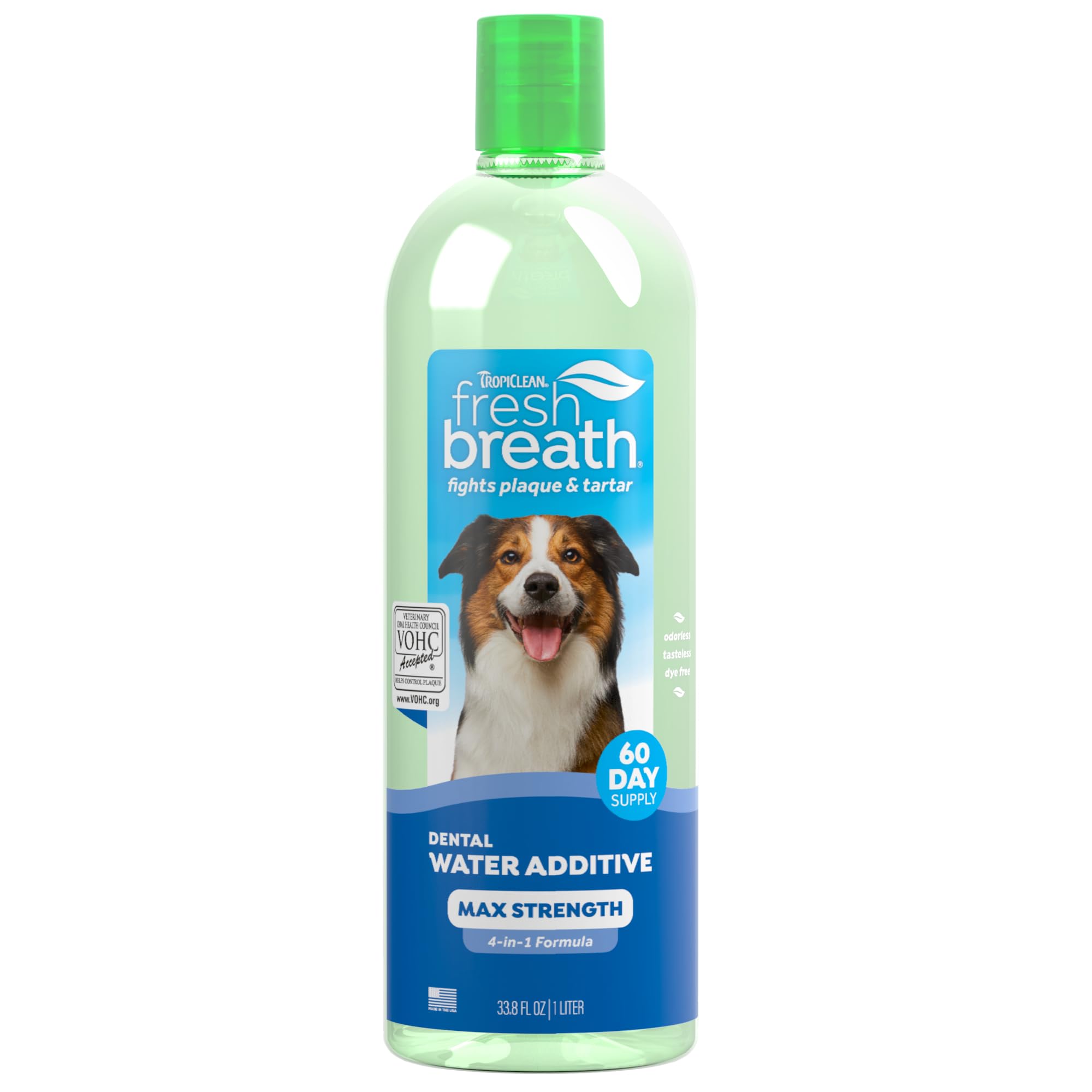 TropiClean Fresh Breath — Aditivo Dental para Agua, Limpieza de Dientes y Aliento Fresco para Perros
