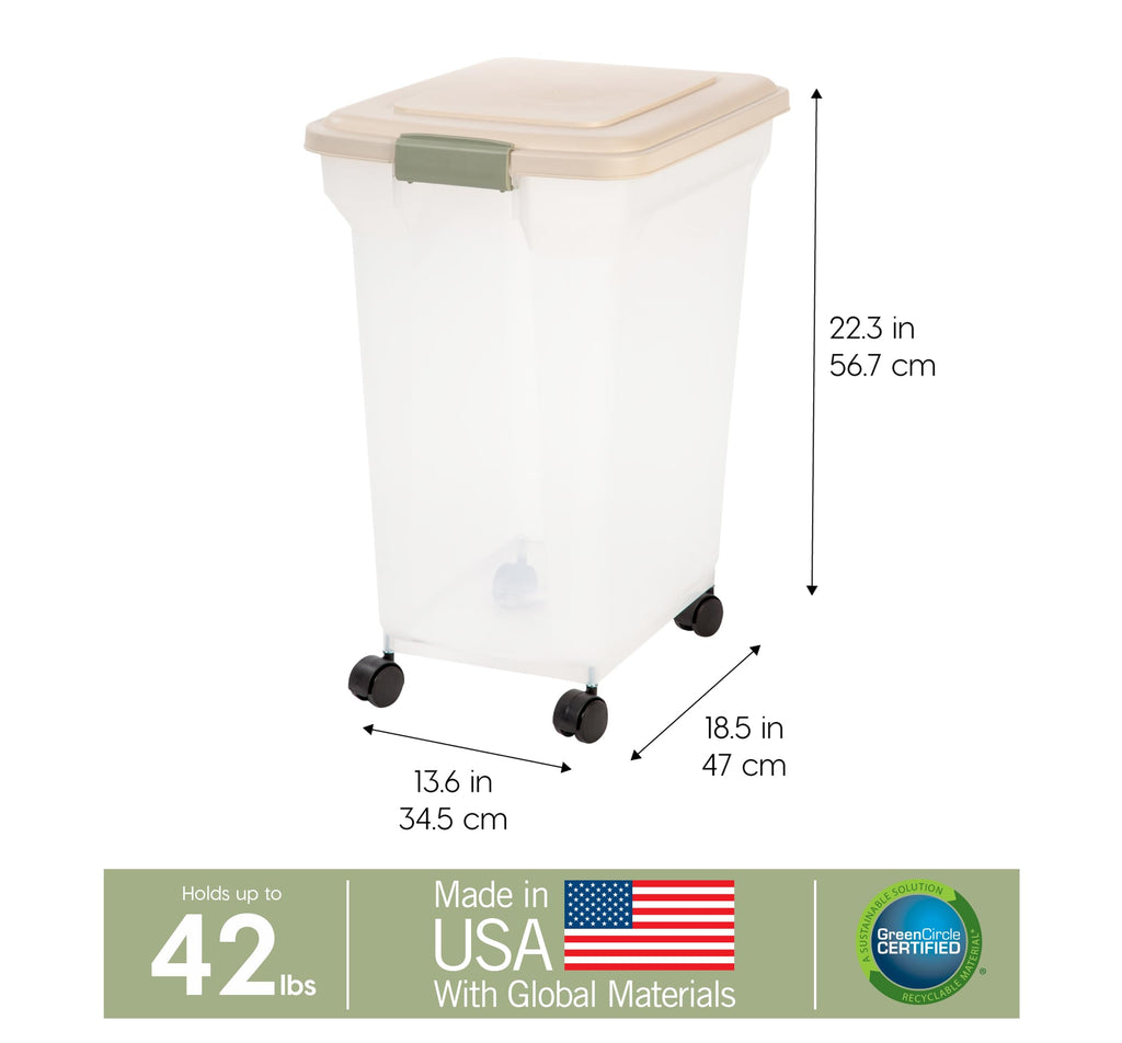 IRIS USA WeatherPro — Contenedor Hermético para Almacenamiento de Alimento con Ruedas para Perros, Gatos y Aves