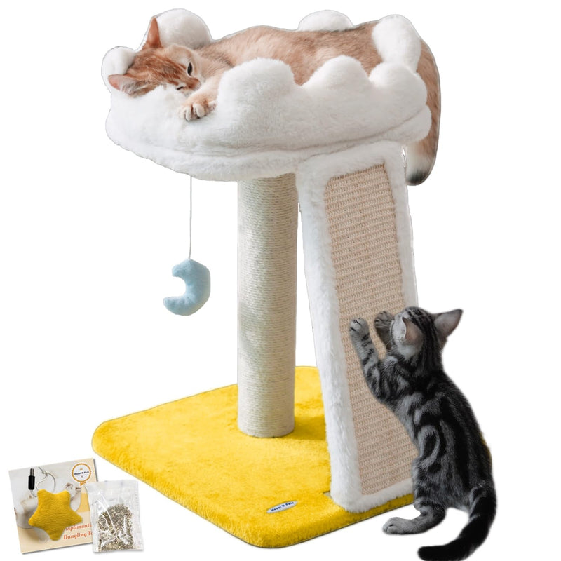 Happi N Pets Cloud — Torre Rascador con Cama, Percha y Juguetes para Gato