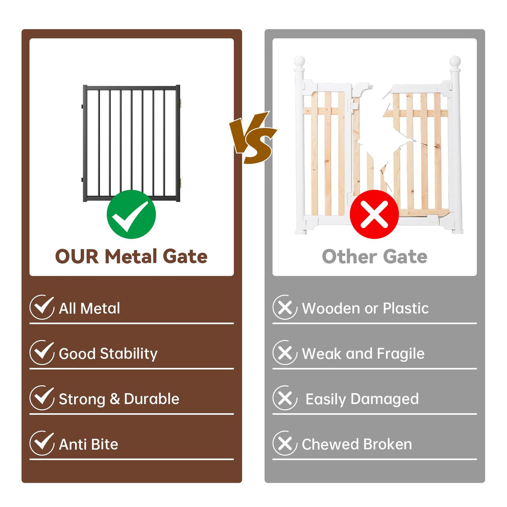 Corralito y Reja Divisoria de Metal para Perros — Puerta Abatible, Plegable y Autoportante para Interiores