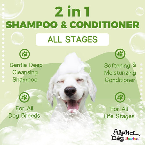 Alpha Dog Series — Shampoo y Acondicionador 2 en 1 con Aloe Vera para Perro, Fórmula Natural, pH Balanceado y Sin Lágrimas