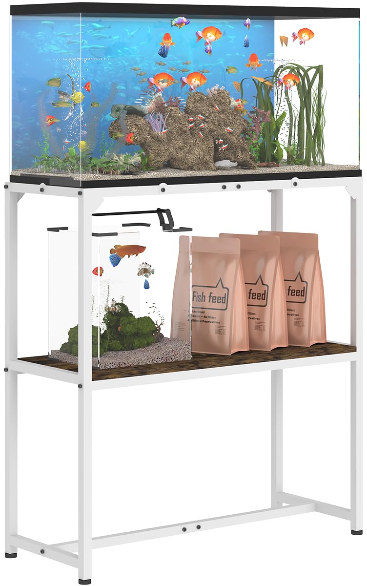Mondazie — Mueble Soporte para Acuario de 2 Niveles con Estante para Accesorios, Resistente y Robusto para Peceras