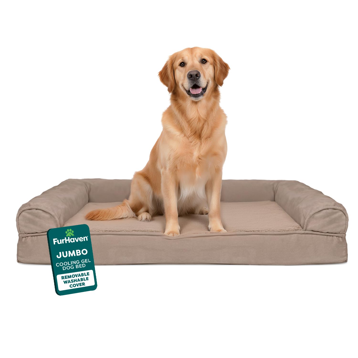 Furhaven Cooling Gel — Cama Ortopédica con Gel Refrescante, Bolsters Removibles y Cubierta Lavable para Perros Grandes