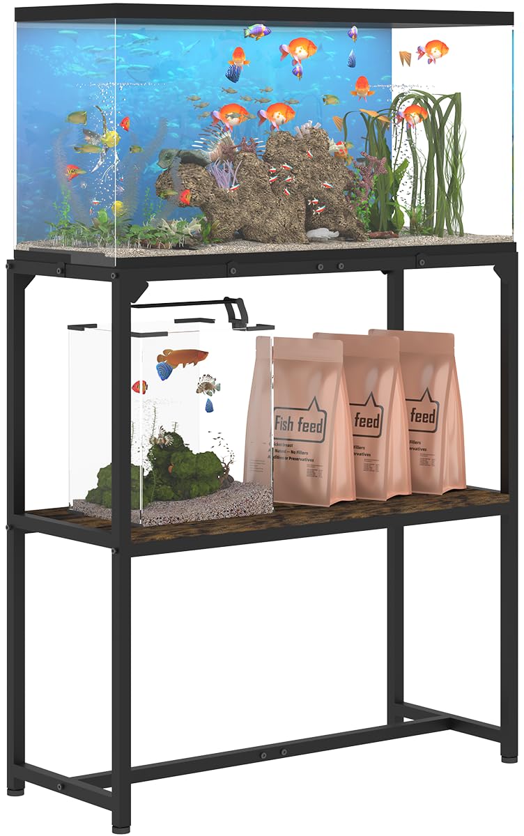 Mondazie — Mueble Soporte para Acuario de 2 Niveles con Estante para Accesorios, Resistente y Robusto para Peceras