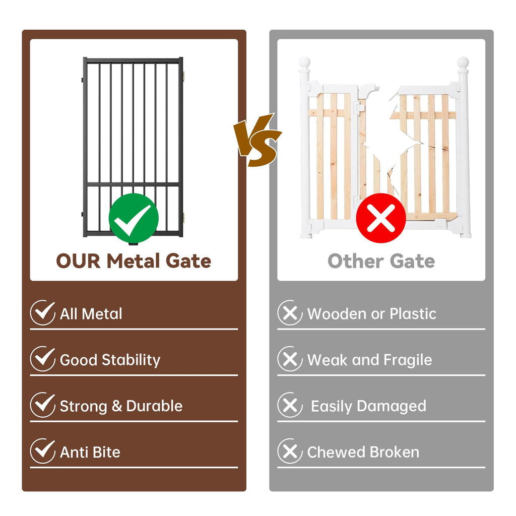 Corralito y Reja Divisoria de Metal para Perros — Puerta Abatible, Plegable y Autoportante para Interiores