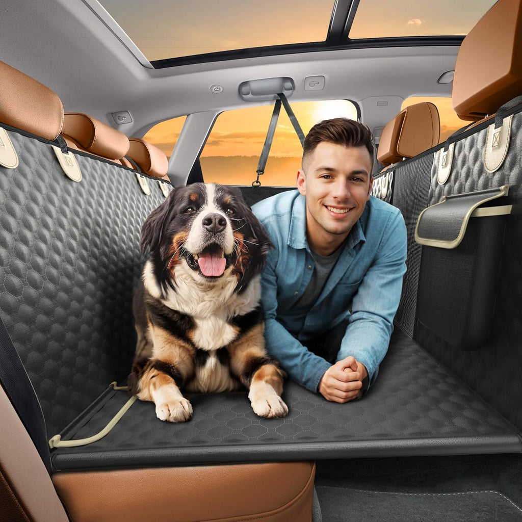 SHARLOVY — Funda Cubre Asiento Trasero para Auto con Extensión y Hamaca, Resistente a Mordidas para Perros