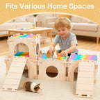 Unicorn Catcher — Casa Castillo de Madera Extra Grande con Escalera y Tapetes para Cobayos y Animales Pequeños