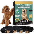 Puyrzoe Collar Antipulgas y Garrapatas para Perros y Cachorros — Paquete de 4 Collares con 32 Meses de Protección, Impermeable, Ajustable y de Liberación Lenta (Negro)