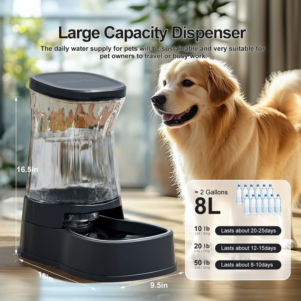 Gardner Pet — Bebedero Automático por Gravedad con Tazón de Acero Inoxidable para Perros y Gatos