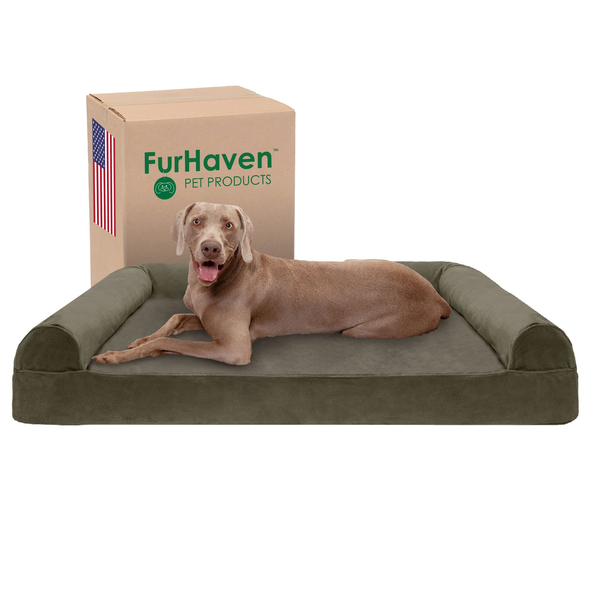 Furhaven Cooling Gel — Cama Ortopédica con Gel Refrescante, Bolsters Removibles y Cubierta Lavable para Perros Grandes