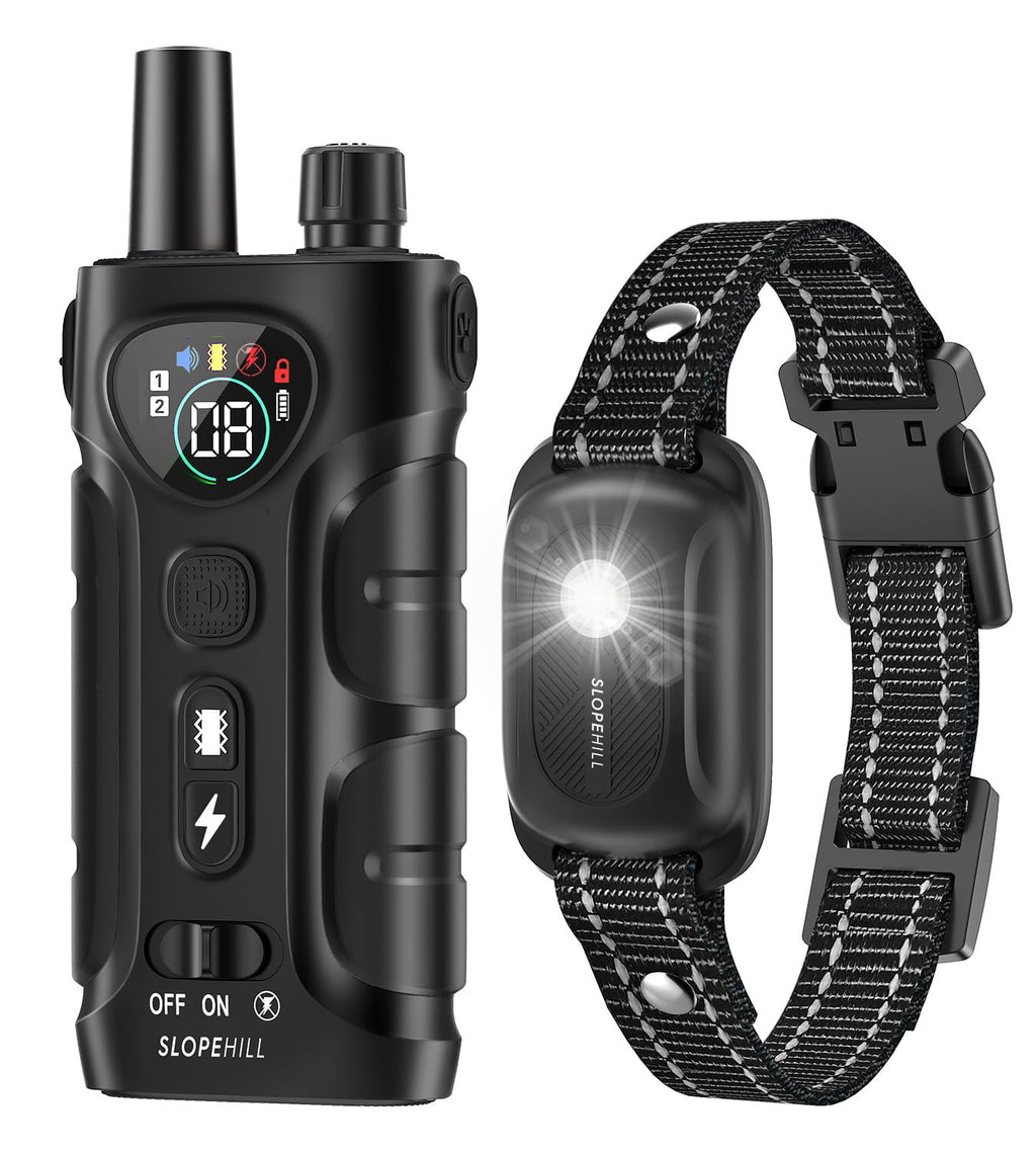 SLOPEHILL — Collar de Entrenamiento con Control Remoto para Perro con 5 Modos: Vibración, Beep, Descarga, Luz y Modo Sin Descarga