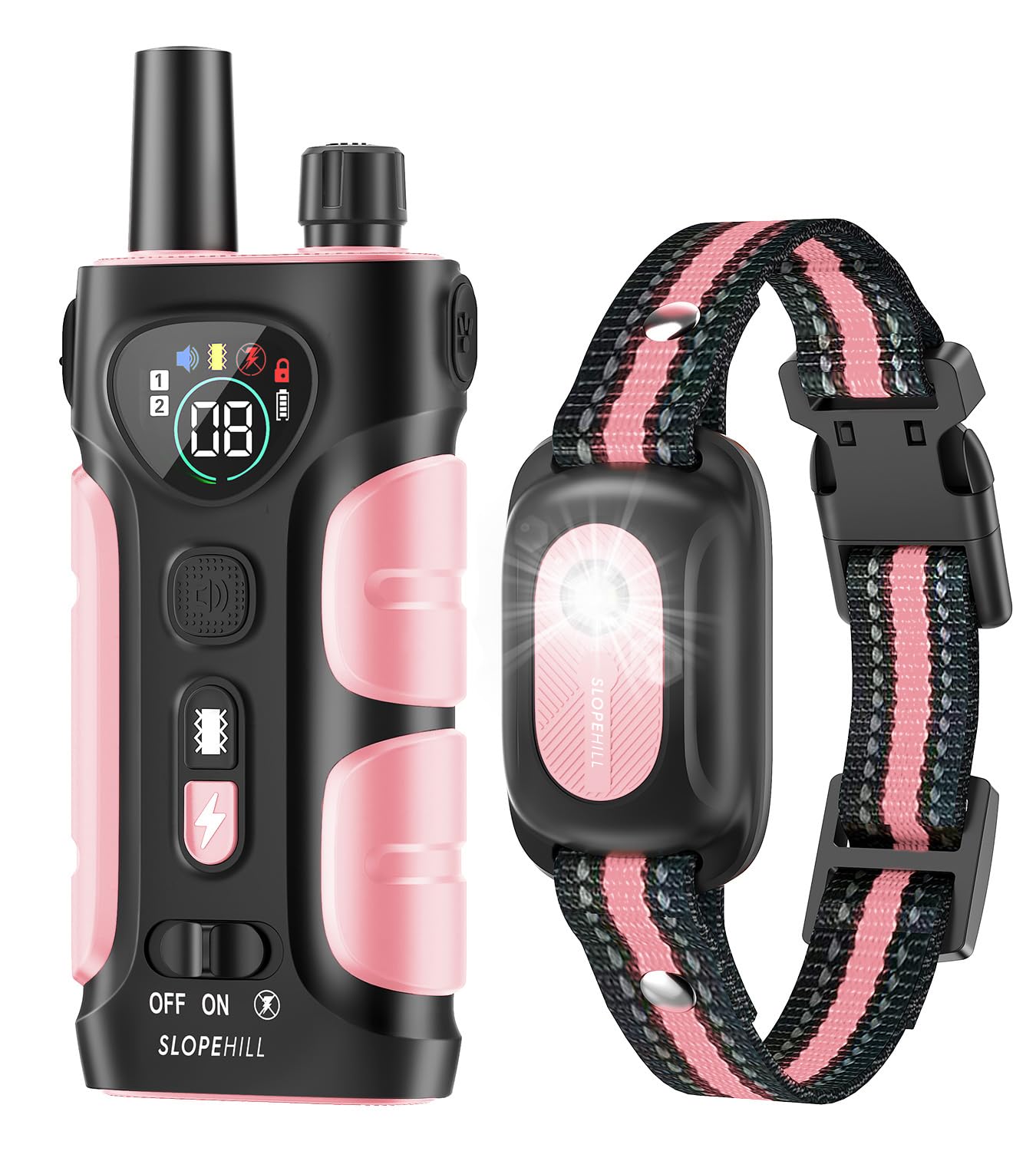 SLOPEHILL — Collar de Entrenamiento con Control Remoto para Perro con 5 Modos: Vibración, Beep, Descarga, Luz y Modo Sin Descarga