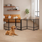 Corralito y Reja Divisoria de Metal para Perros — Puerta Abatible, Plegable y Autoportante para Interiores
