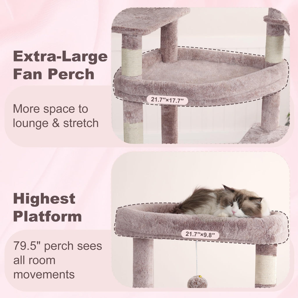 Heybly Torre para Gatos Grandes — Árbol Multinivel con Perchas Anchas, Cueva y Tablero Rascador para Gatos de hasta 9 kg