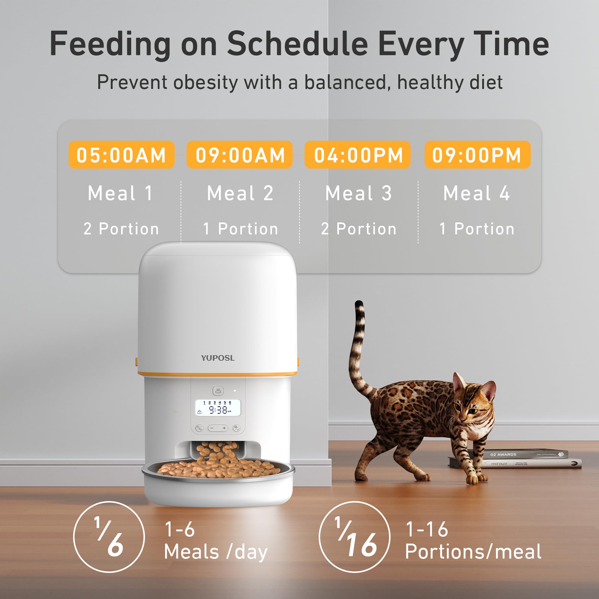 Yuposl — Comedero Automático Programable para Gatos y Perros con Control de Porciones y Batería de 180 Días