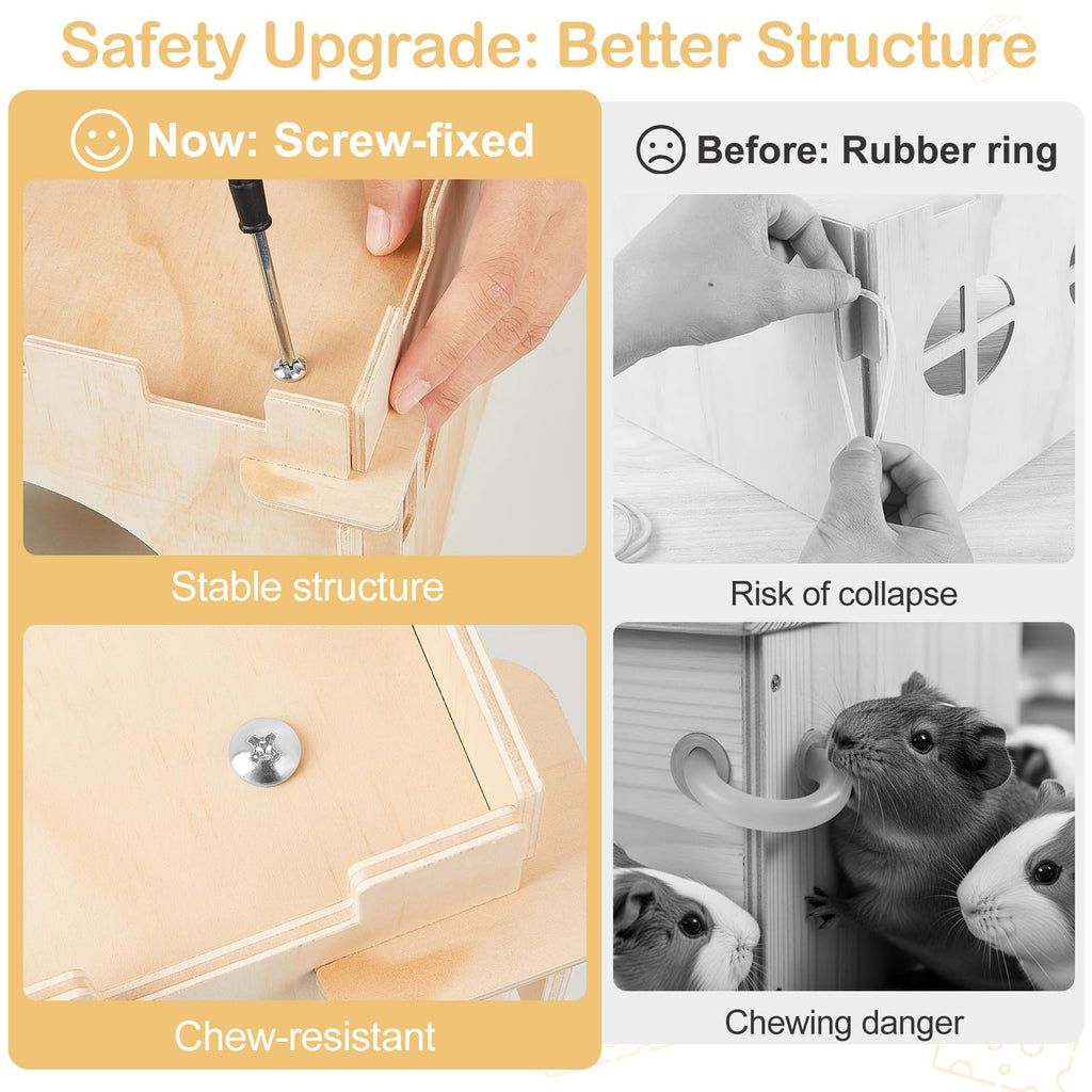 Unicorn Catcher — Casa Castillo de Madera Extra Grande con Escalera y Tapetes para Cobayos y Animales Pequeños