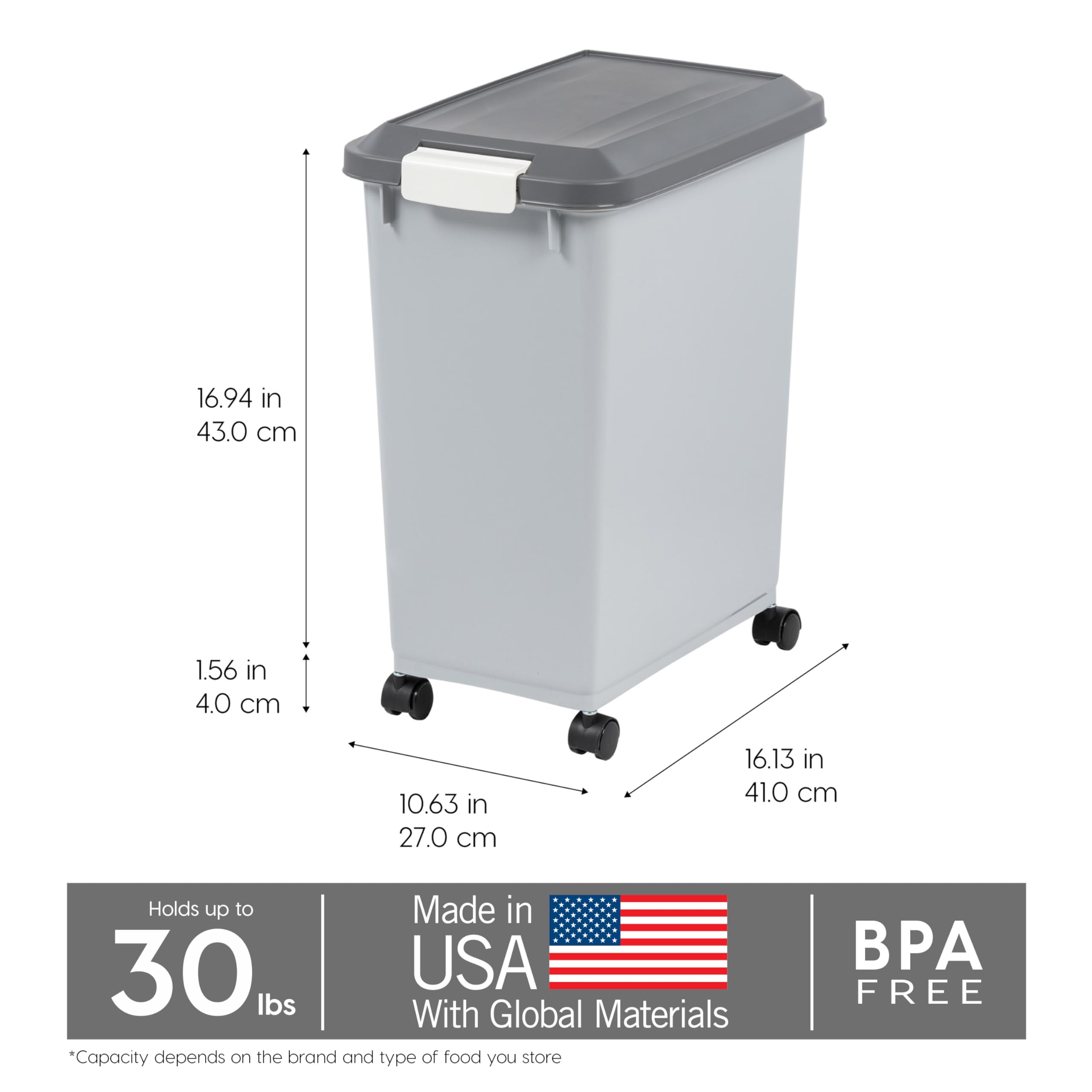 IRIS USA — Contenedor de Almacenamiento para Alimento de Perro con Ruedas y Tapa Hermética