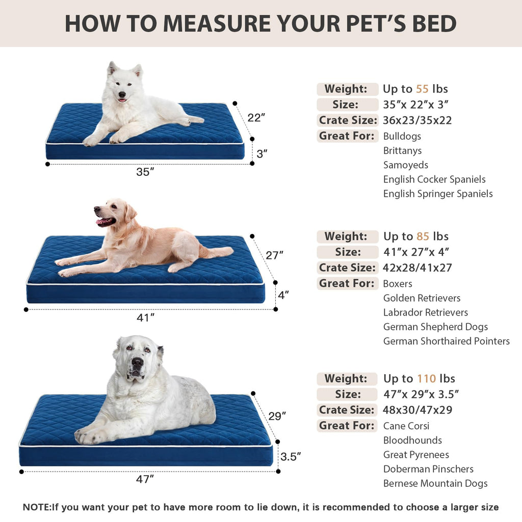 WNPETHOME — Cama Ortopédica Impermeable con Funda Lavable y Base Antideslizante para Perro