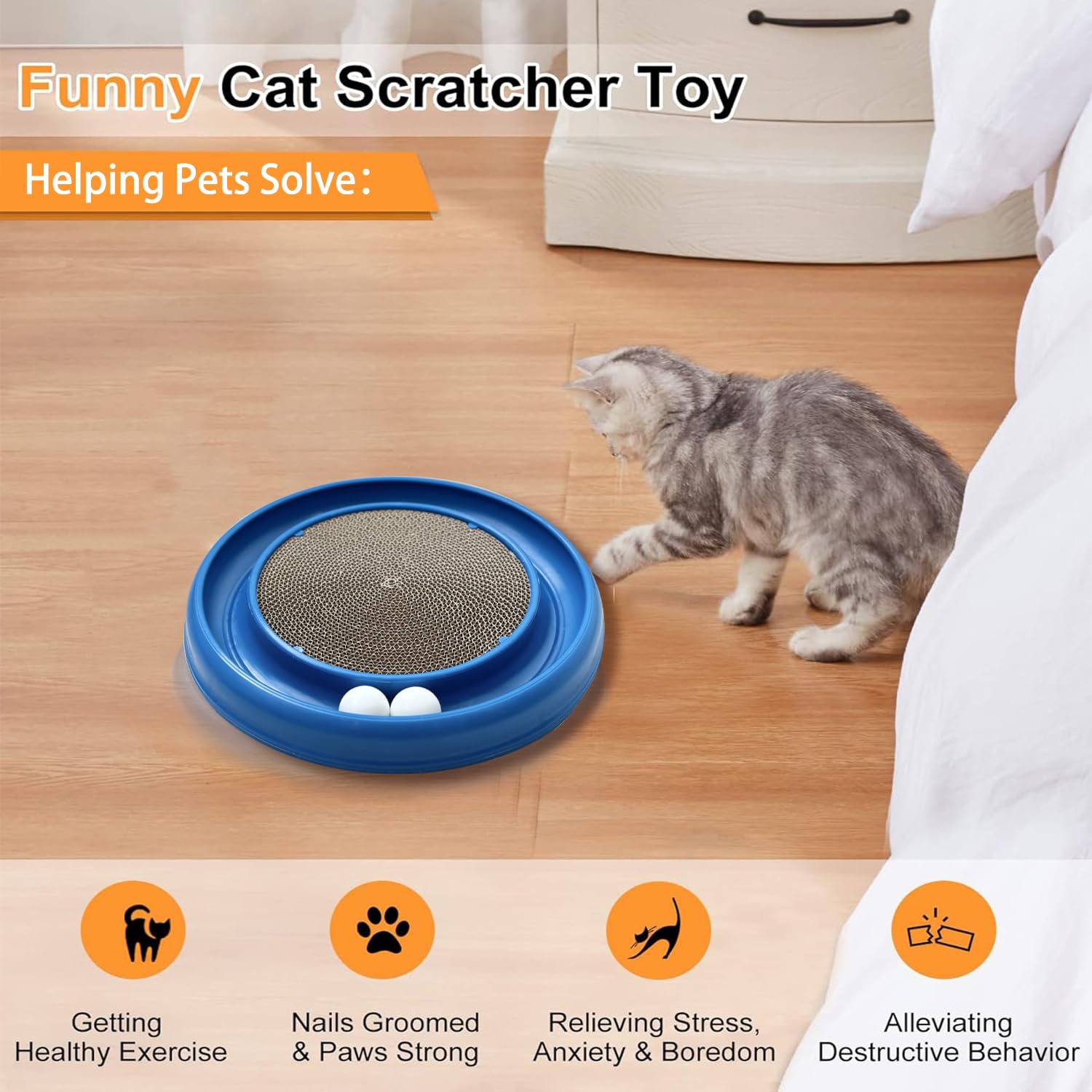 LYCTDD — Rascador Interactivo con Pista de Bolas y Tablero Rascador para Gatos Adultos y Gatitos de Interior