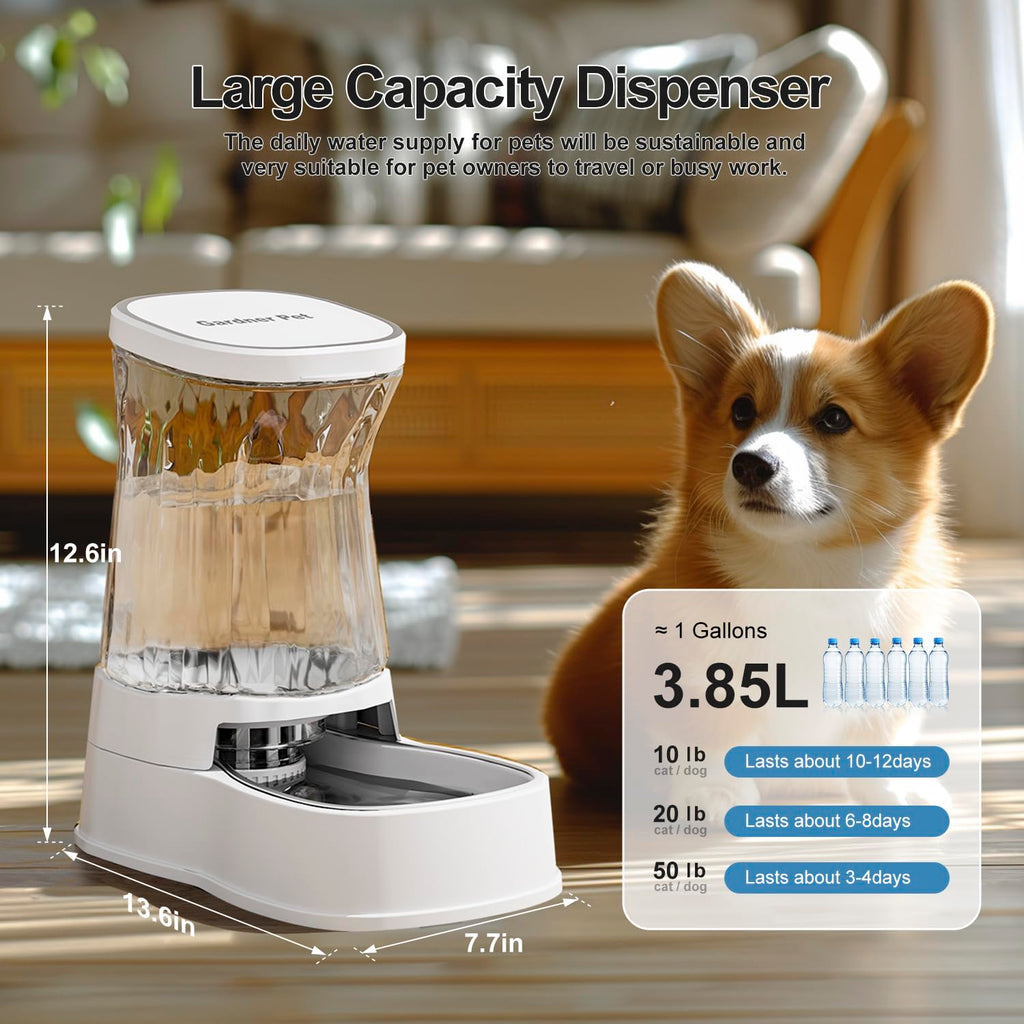 Gardner Pet — Bebedero Automático por Gravedad con Tazón de Acero Inoxidable para Perros y Gatos